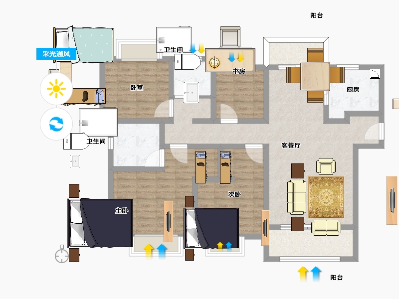 江苏省-南京市-禹洲吉庆里-102.00-户型库-采光通风