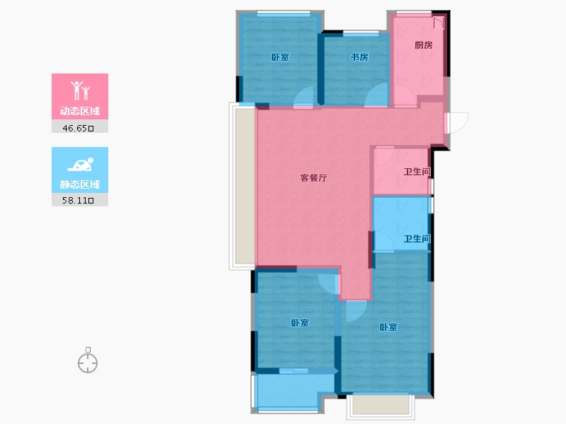 浙江省-杭州市-润枫东润紫园-93.27-户型库-动静分区