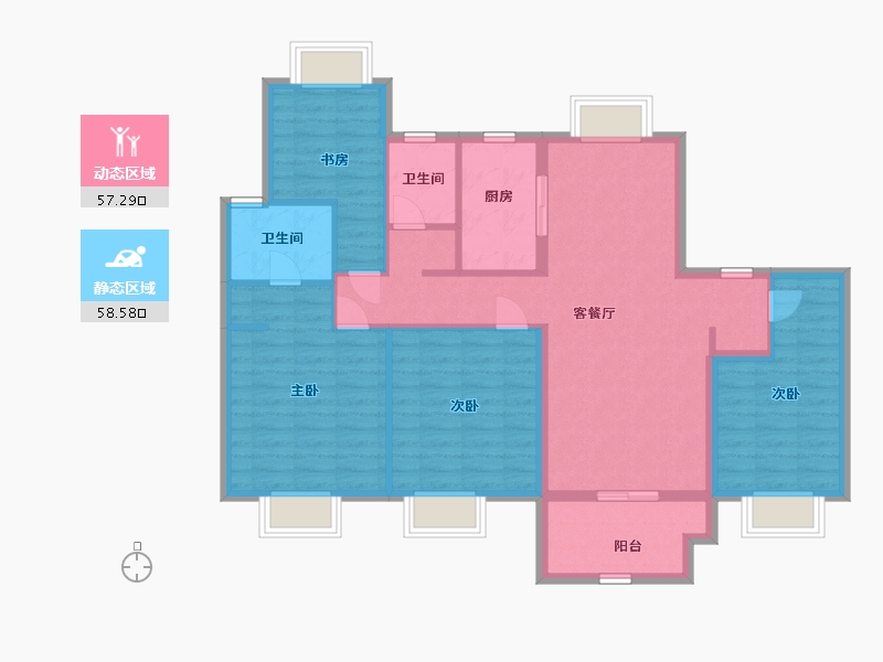 江苏省-南通市-悦湖四季-104.00-户型库-动静分区