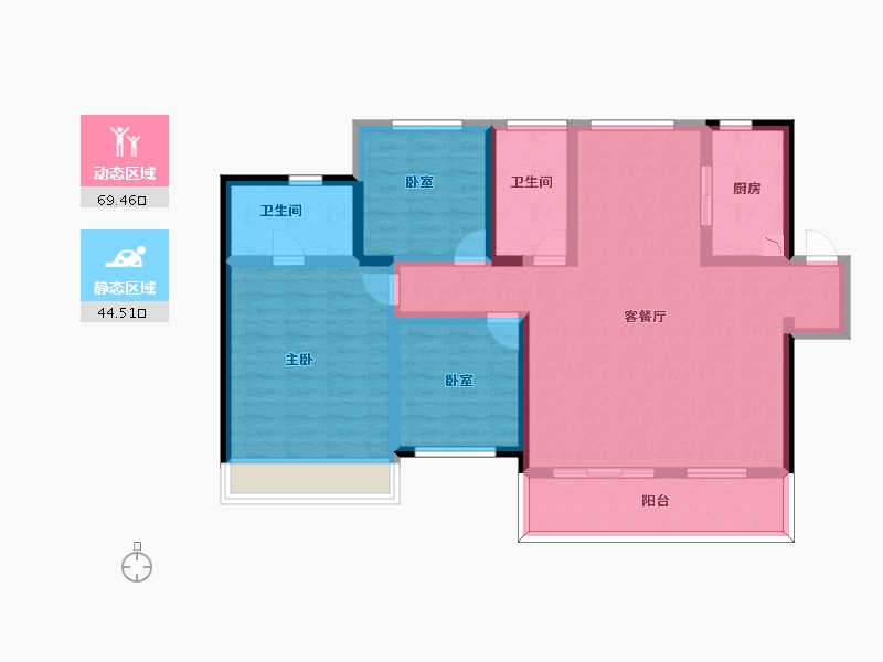 陕西省-西安市-绿地新里城兰亭公馆-101.00-户型库-动静分区