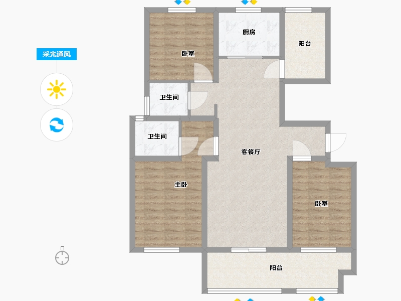 江苏省-镇江市-天怡天颐城·和园-102.78-户型库-采光通风