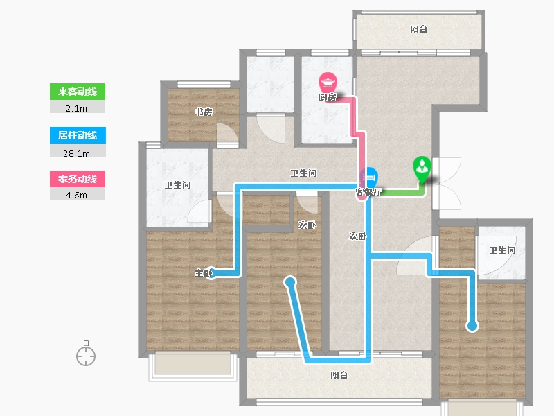 江苏省-苏州市-豪门府邸峯景-133.37-户型库-动静线