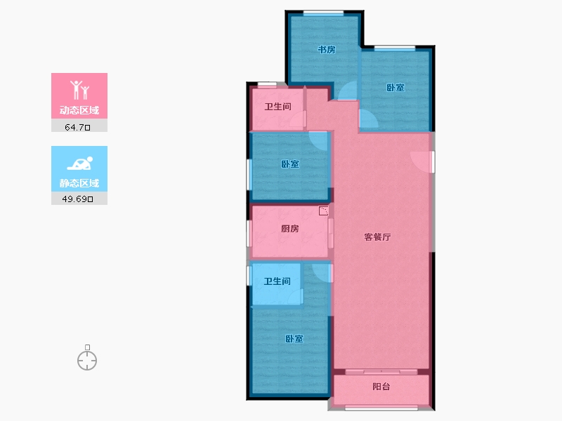 陕西省-西安市-富力开远城-102.82-户型库-动静分区