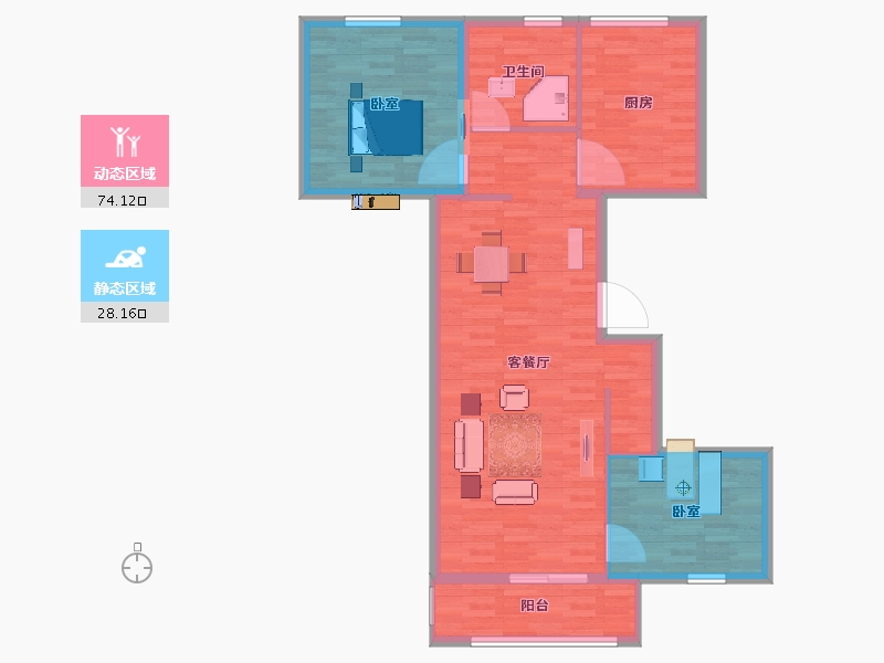 江苏省-南京市-禹洲吉庆里-93.00-户型库-动静分区