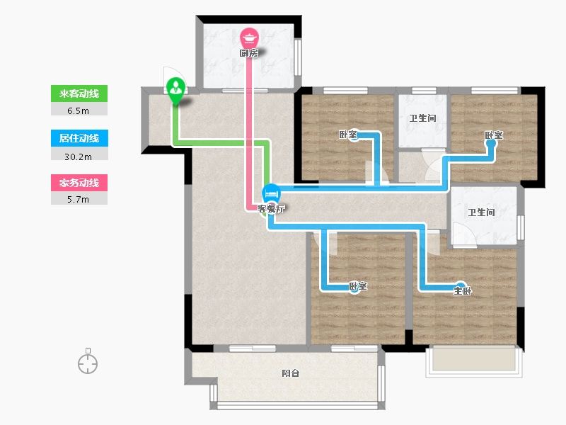 安徽省-宿州市-颐高·书香华府-105.46-户型库-动静线