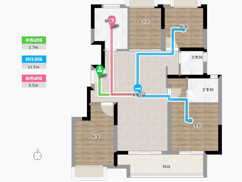 江苏省-扬州市-蓝湾臻园-94.21-户型库-动静线