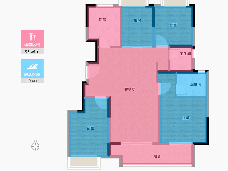 江苏省-扬州市-蓝湾臻园-94.21-户型库-动静分区