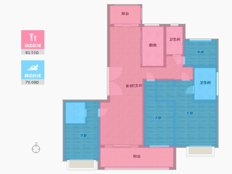 江苏省-苏州市-豪门府邸峯景-136.88-户型库-动静分区