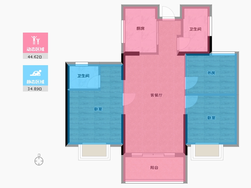 云南省-西双版纳傣族自治州-冠城美域-71.14-户型库-动静分区