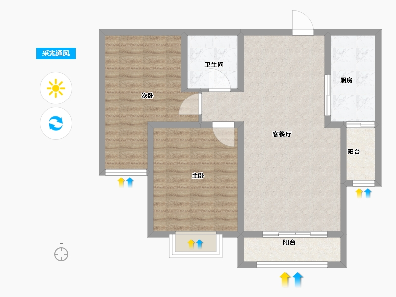 甘肃省-兰州市-九洲城二期-79.34-户型库-采光通风