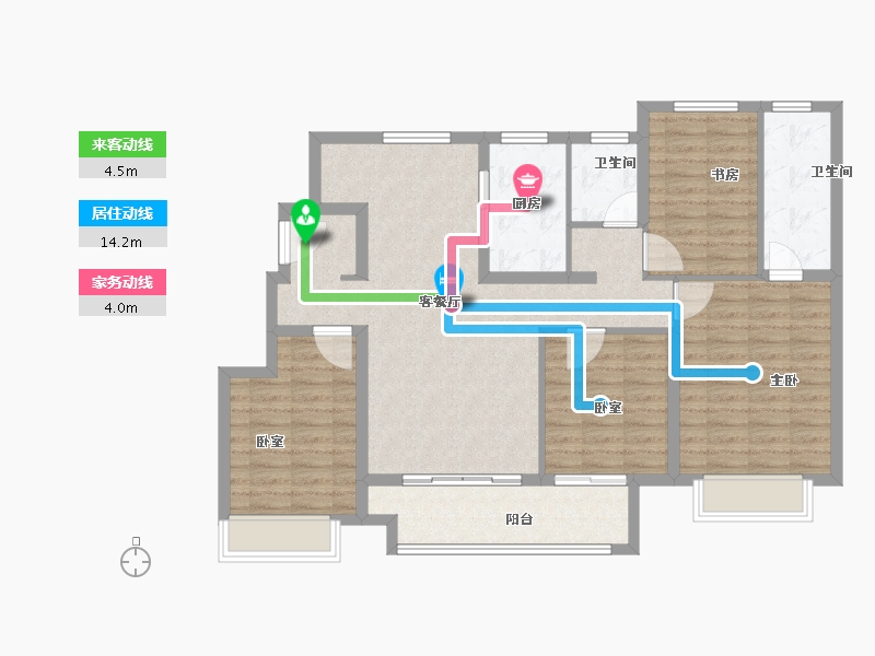 江苏省-扬州市-蓝湾臻园-106.29-户型库-动静线