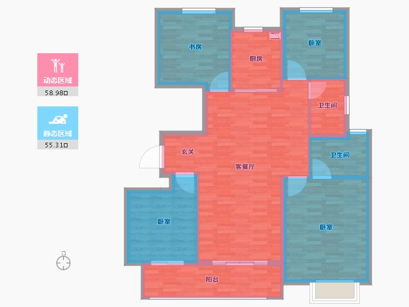 江苏省-泰州市-中海九樾-104.00-户型库-动静分区