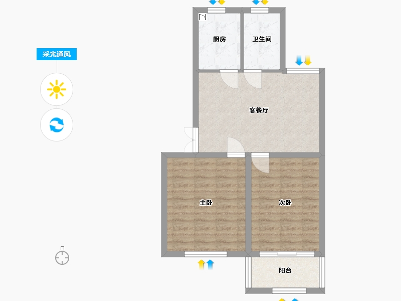 江苏省-盐城市-联益欧景名城-60.00-户型库-采光通风