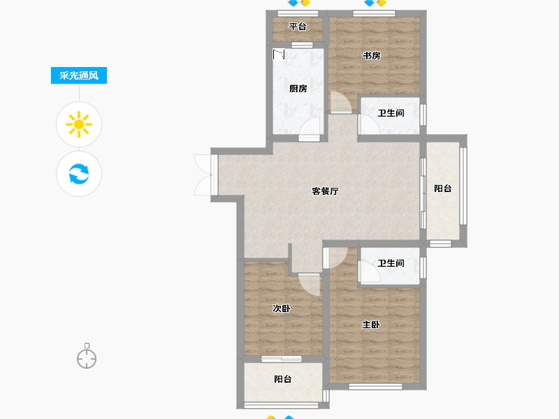 江苏省-徐州市-枫林学府-85.38-户型库-采光通风