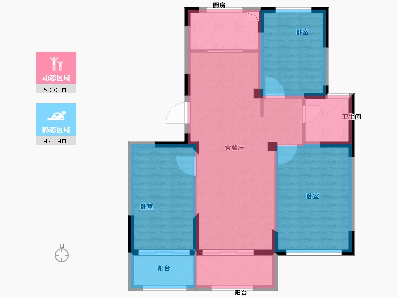 江苏省-扬州市-蓝湾学府-90.28-户型库-动静分区