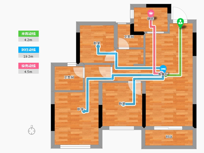 浙江省-杭州市-承安HYGGE源翠府-70.40-户型库-动静线