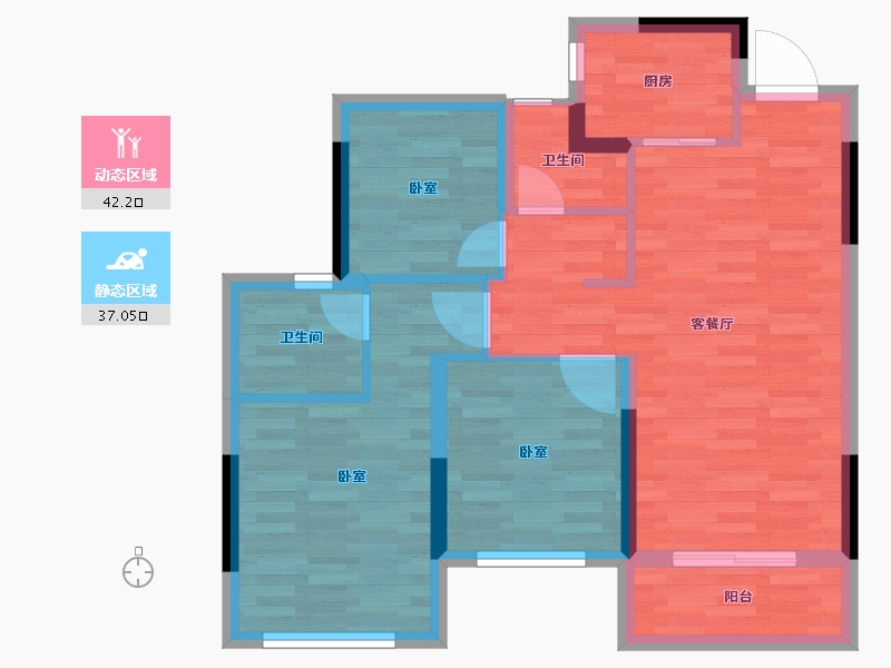 浙江省-杭州市-承安HYGGE源翠府-70.40-户型库-动静分区