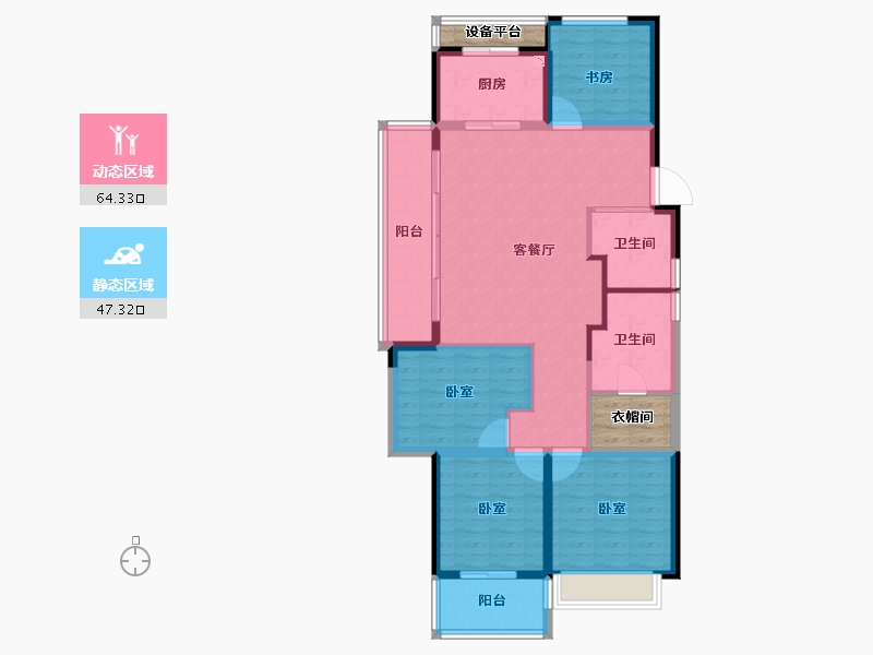 浙江省-杭州市-宸宇府-106.00-户型库-动静分区