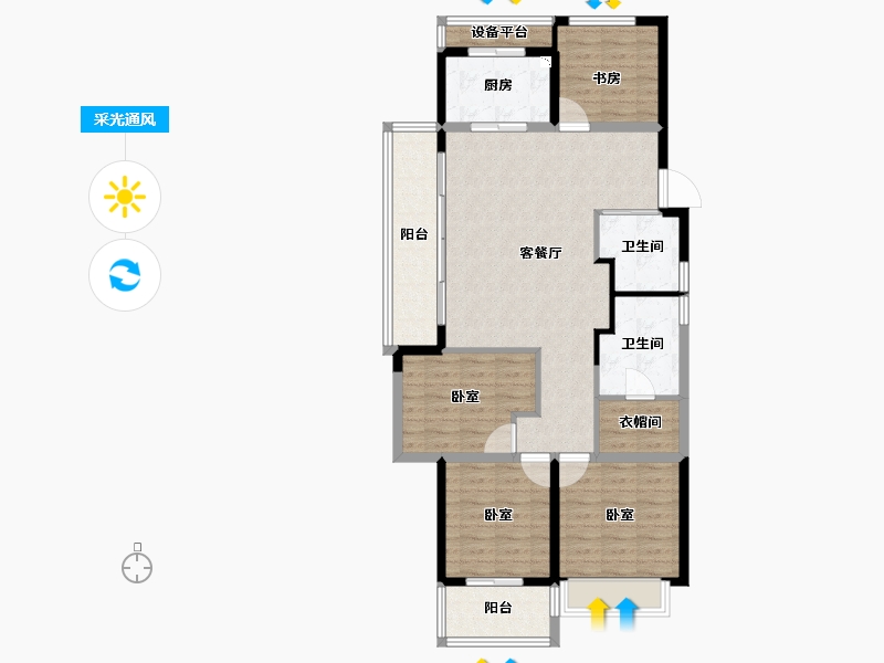 浙江省-杭州市-宸宇府-106.00-户型库-采光通风