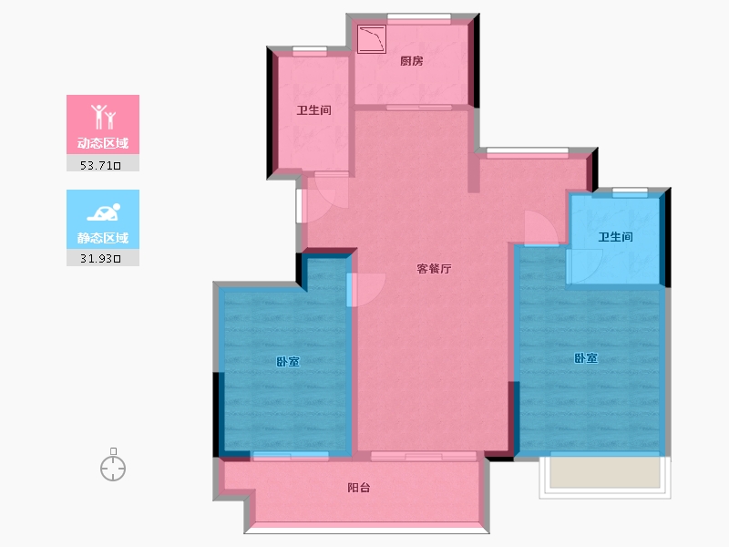 浙江省-杭州市-越秀星悦城-76.25-户型库-动静分区