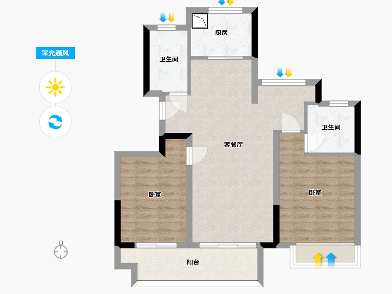 浙江省-杭州市-越秀星悦城-76.25-户型库-采光通风