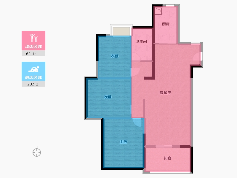 江苏省-淮安市-建华玖珑湾-90.40-户型库-动静分区