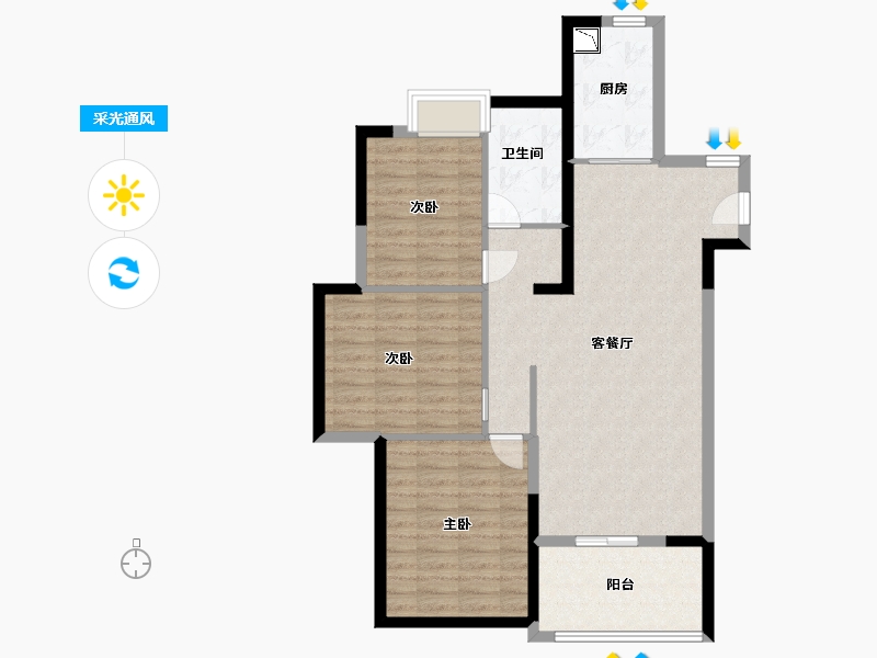 江苏省-淮安市-建华玖珑湾-90.40-户型库-采光通风