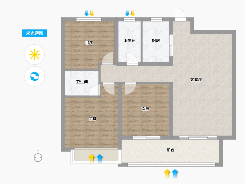 江苏省-徐州市-睢宁·万园-96.26-户型库-采光通风