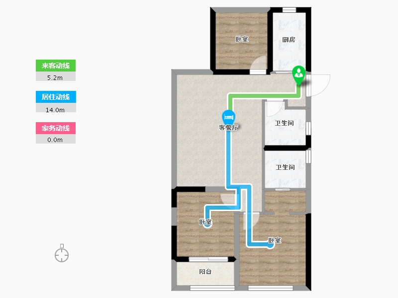 浙江省-杭州市-承安HYGGE源翠府-70.99-户型库-动静线