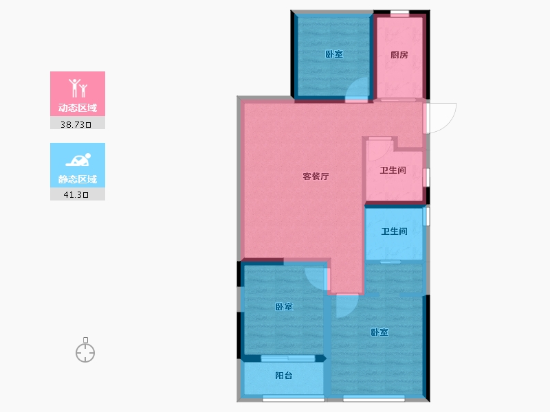 浙江省-杭州市-承安HYGGE源翠府-70.99-户型库-动静分区