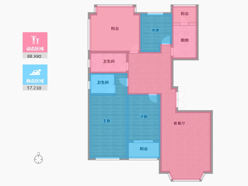 陕西省-安康市-金力源名苑-130.13-户型库-动静分区