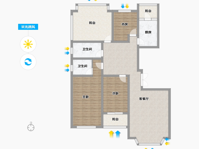 陕西省-安康市-金力源名苑-130.13-户型库-采光通风