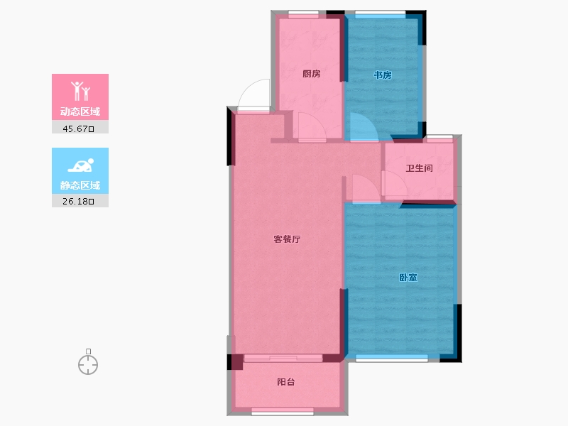 江苏省-扬州市-蓝湾学府-64.78-户型库-动静分区