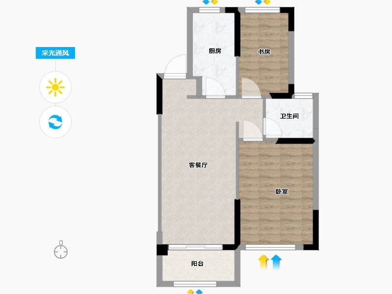 江苏省-扬州市-蓝湾学府-64.78-户型库-采光通风