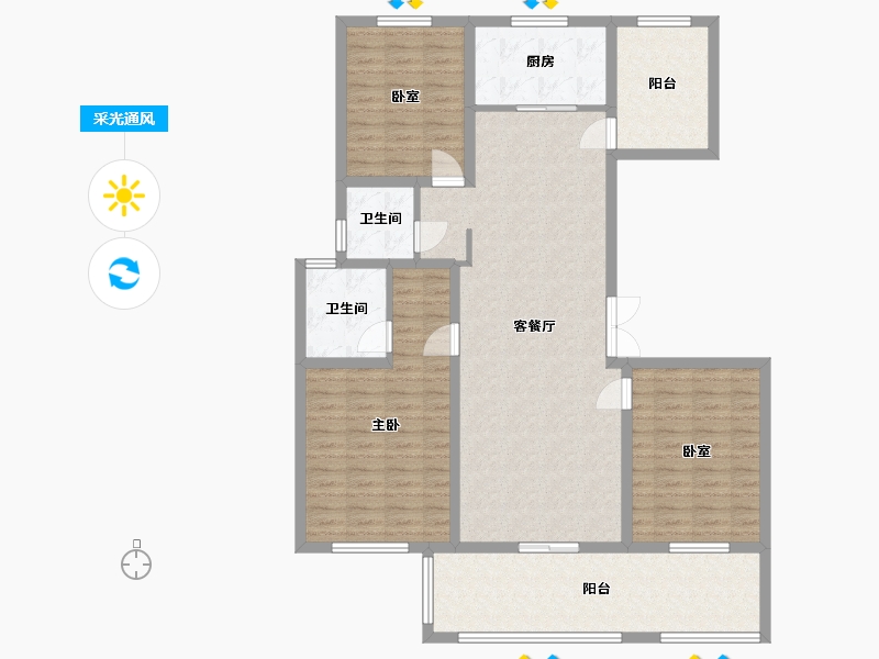 江苏省-镇江市-天怡天颐城·和园-124.82-户型库-采光通风