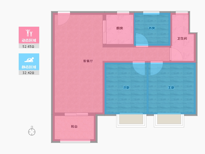 江苏省-扬州市-万科北宸之光-76.00-户型库-动静分区