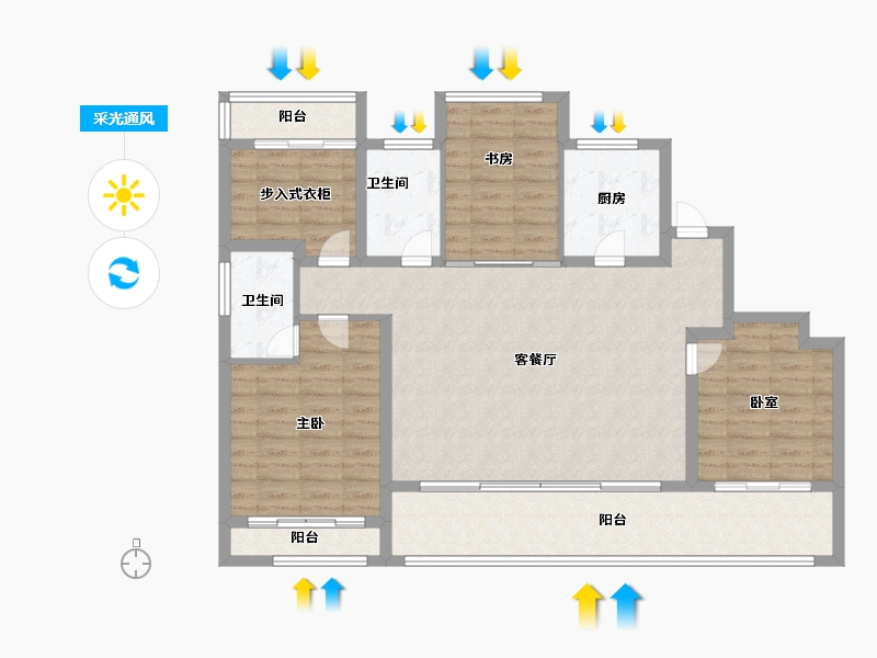 江苏省-苏州市-九龙仓翠樾庭-114.00-户型库-采光通风