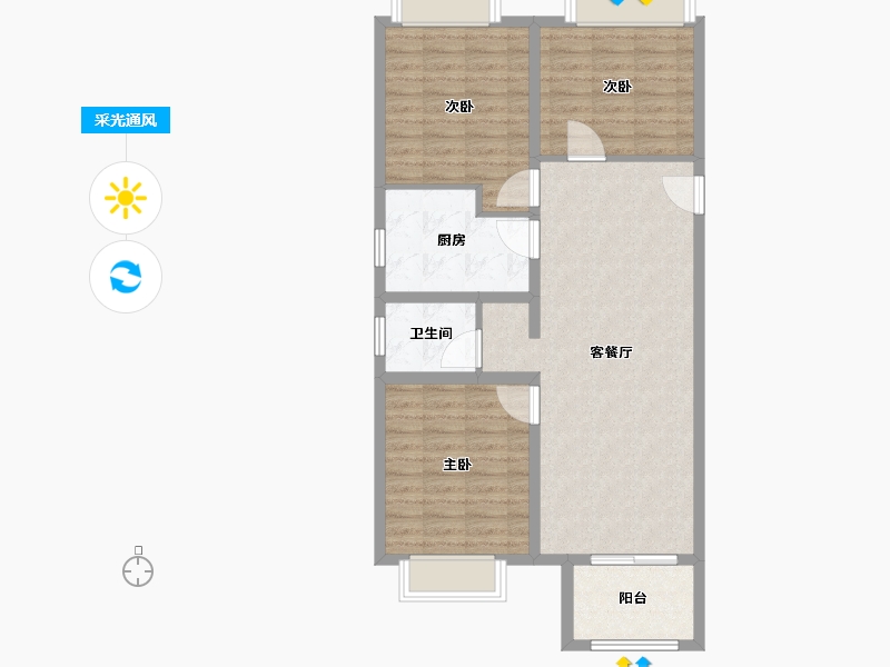 江苏省-扬州市-万科北宸之光-86.00-户型库-采光通风