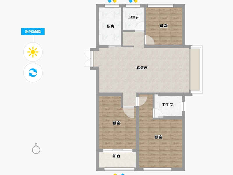 江苏省-扬州市-中远金麟府·状元楼-91.99-户型库-采光通风