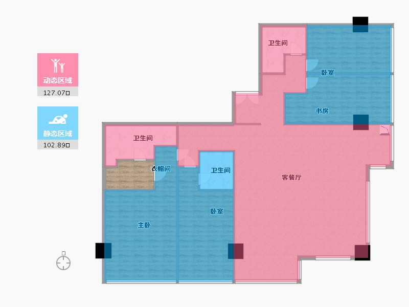 甘肃省-兰州市-金色堤岸云境-217.66-户型库-动静分区