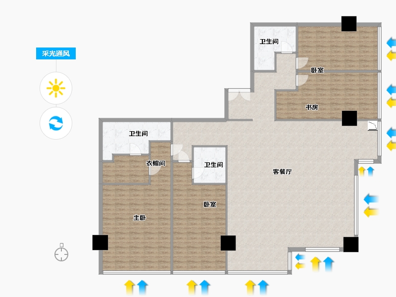 甘肃省-兰州市-金色堤岸云境-217.66-户型库-采光通风