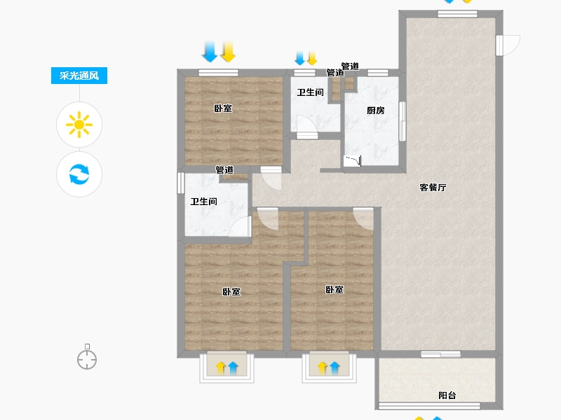 山西省-太原市-中国中铁·诺德城-104.00-户型库-采光通风