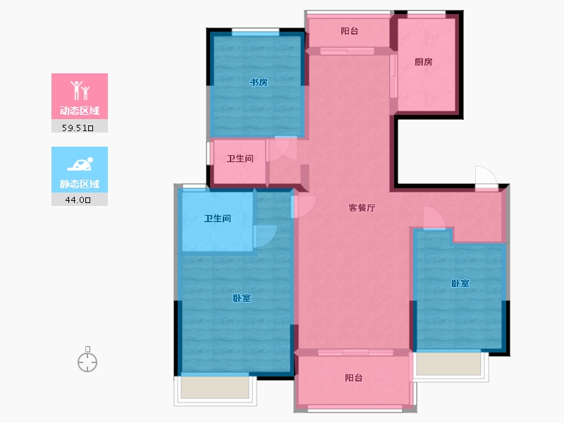 江苏省-镇江市-美的城三区·荣璟-92.01-户型库-动静分区