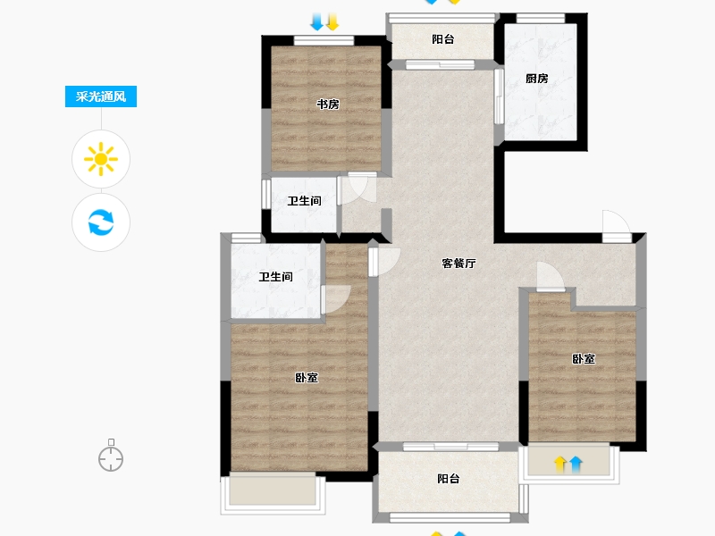 江苏省-镇江市-美的城三区·荣璟-92.01-户型库-采光通风