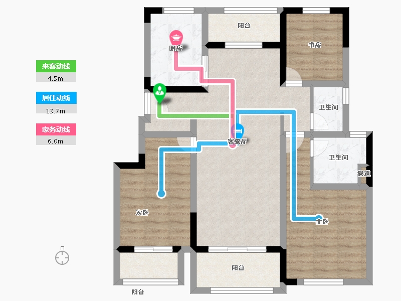 江苏省-扬州市-恒大悦珑湾-85.00-户型库-动静线