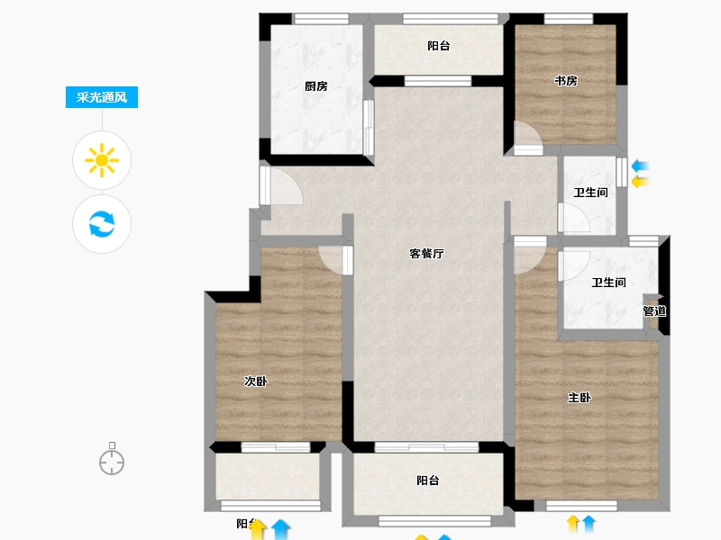 江苏省-扬州市-恒大悦珑湾-85.00-户型库-采光通风