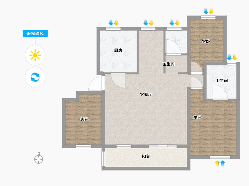 江苏省-镇江市-路劲·港欣城-113.00-户型库-采光通风