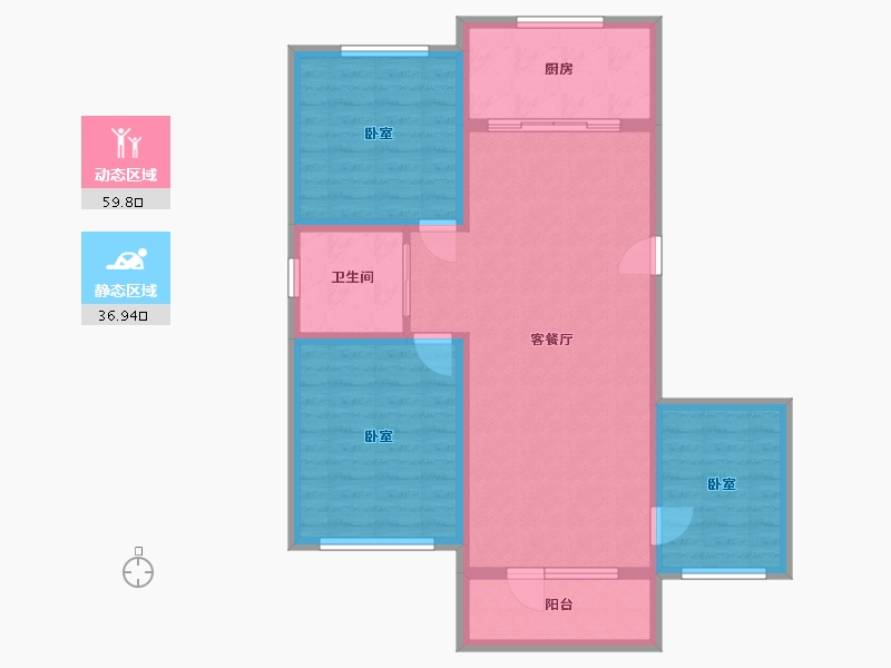 辽宁省-营口市-九仓水润华府-86.77-户型库-动静分区