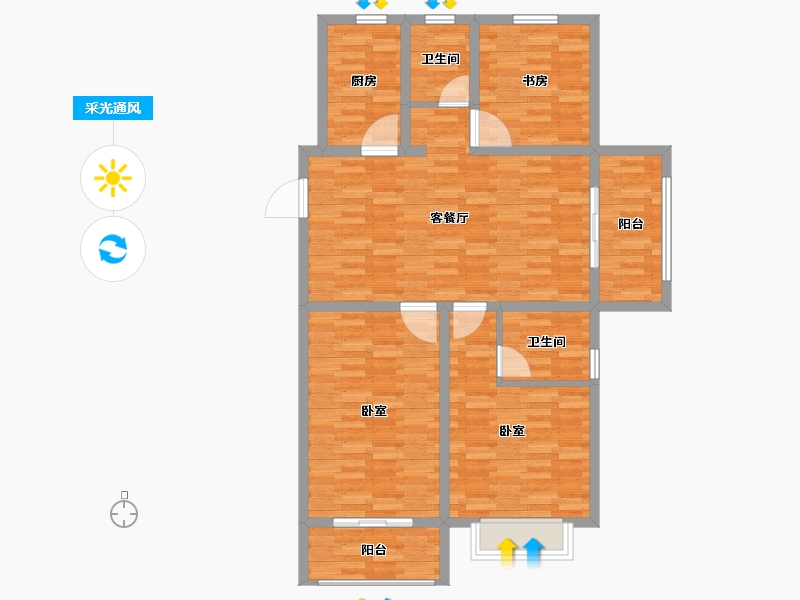 江苏省-泰州市-恒富新城樾府-100.00-户型库-采光通风