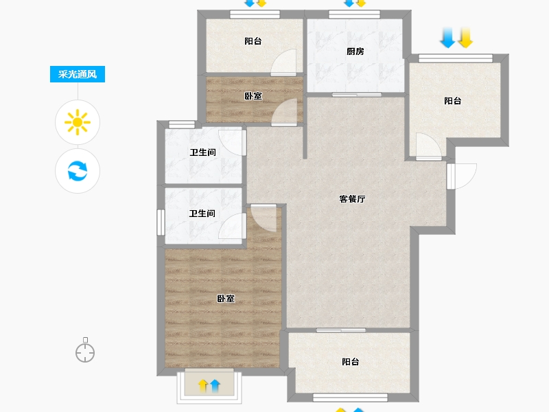 江苏省-苏州市-弘阳上湖-83.00-户型库-采光通风